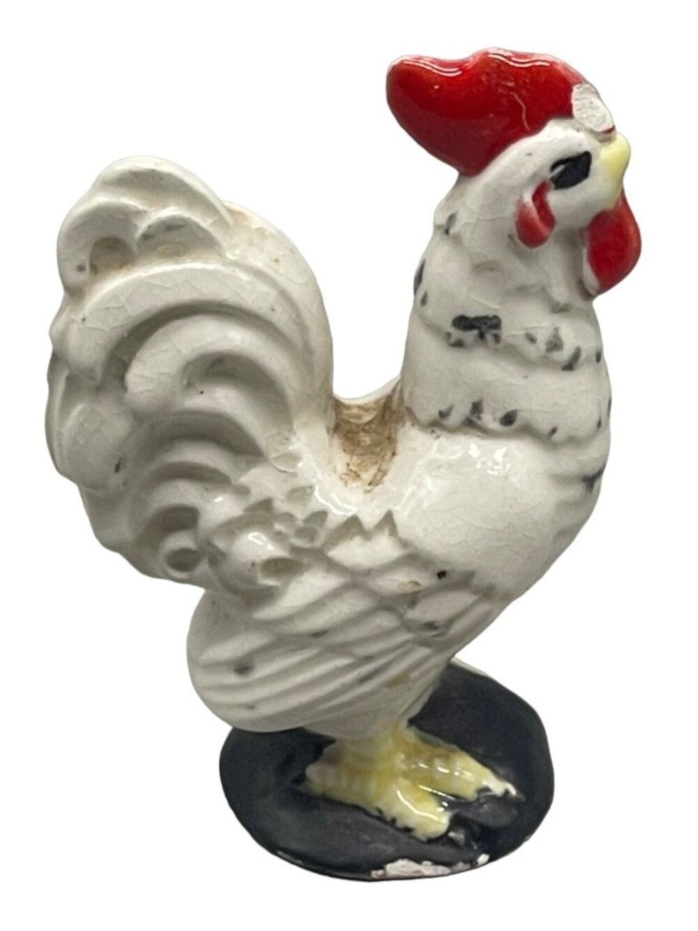 chicken figurine white farmhouse signed MH 2.5" READ